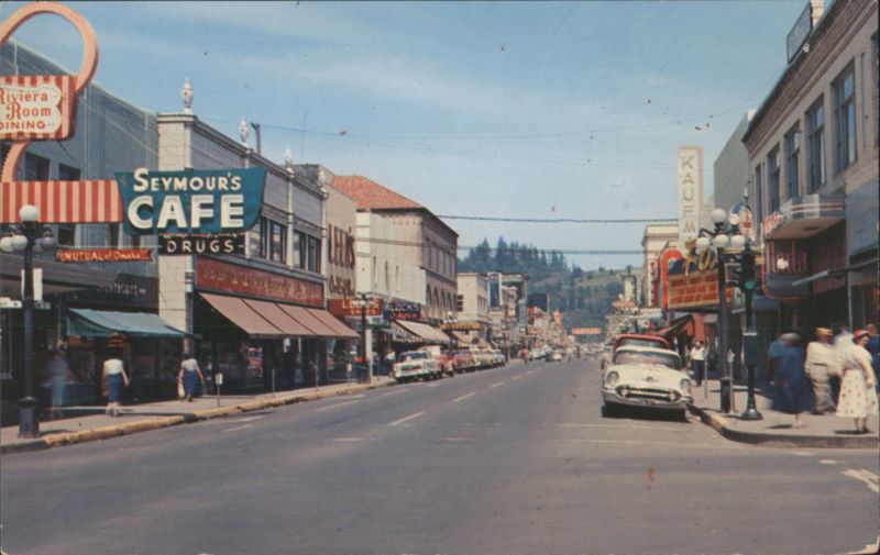 Willamette Street with Seymour's Cafe and Fox Theatre Eugene Oregon
