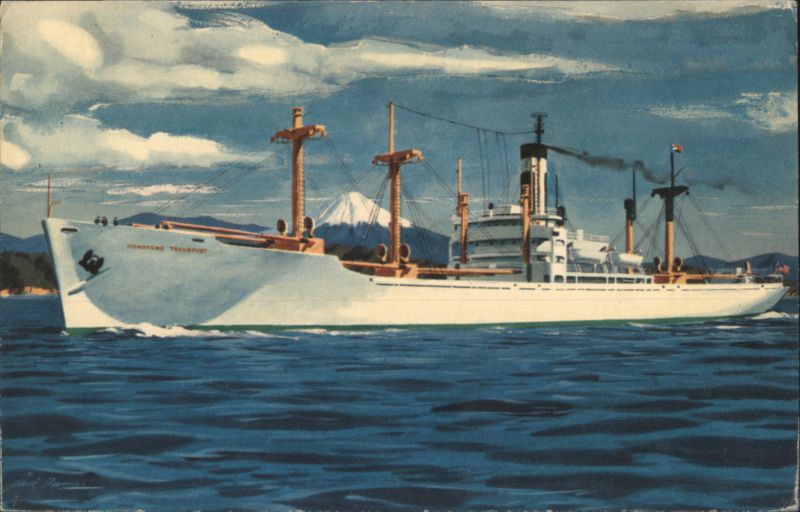 S.S. Hong Kong Transport White Cargoliner & Mount Fuji Japan