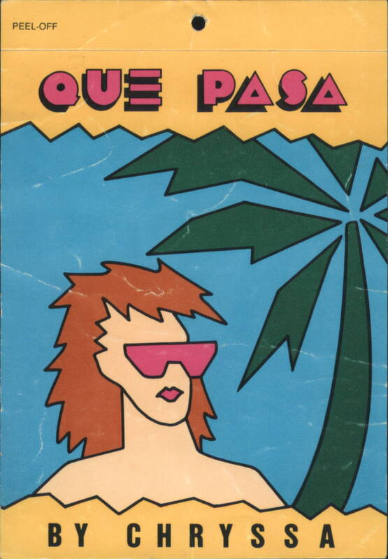 Que Pasa by Chryssa, 80s Graphic Peel-Off Illustration Los Angeles California