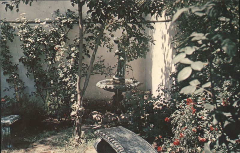 Garden and Fountain at Peg Leg's Restaurant Rockport Massachusetts