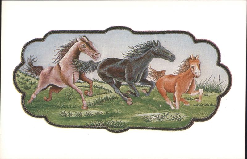 The Arab Stallions 3D Silk Embroidery by Shams Agra India