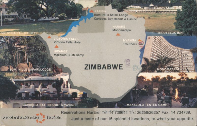 Zimbabwe Sun Hotels Map and Resort Locations Harare