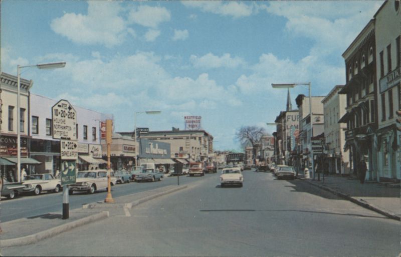 Elm Street Scene with Westfield Savings Bank Massachusetts