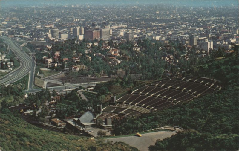 Hollywood Bowl and Freeway from Hollywood Hills California