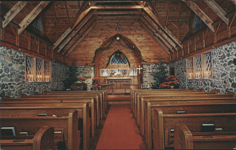 Interior of St. Andrew's Church at Christmastide New London New Hampshire