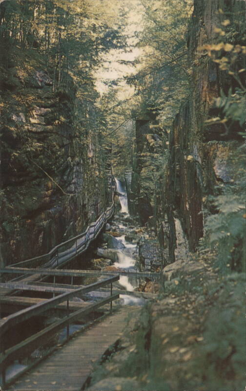 The Flume Gorge Chasm and Wooden Walkway