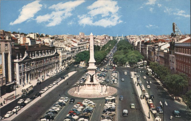 The Restorers' Square and Liberty Avenue Lisbon Portugal