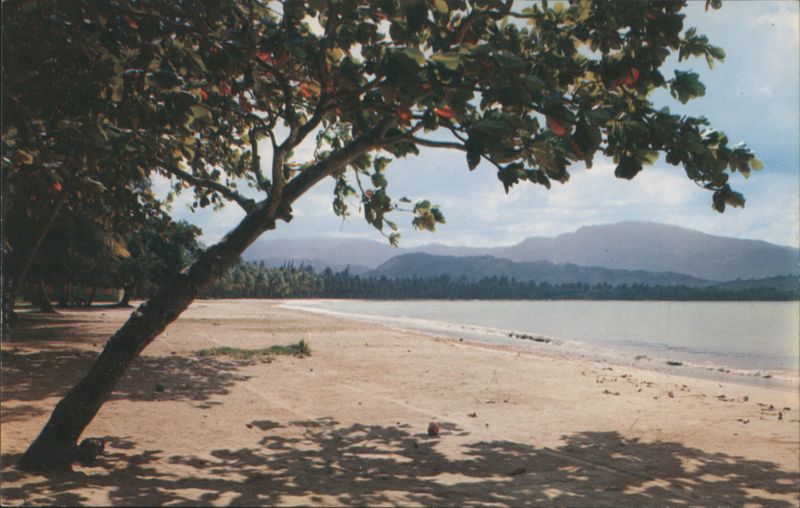 Luquillo Beach with El Yunque Mountain Peak Puerto Rico