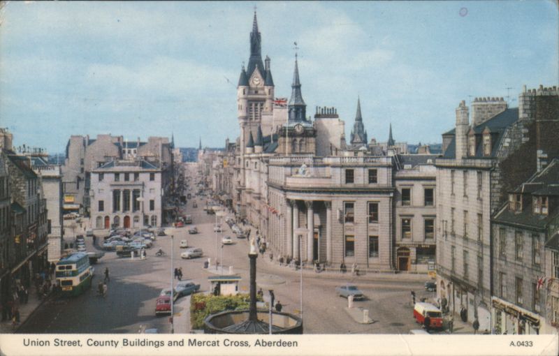 Union Street, County Buildings and Mercat Cross Aberdeen Scotland