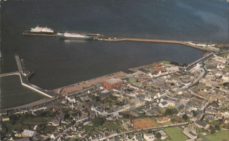 Aerial View of Harbor and Town Stranraer Scotland