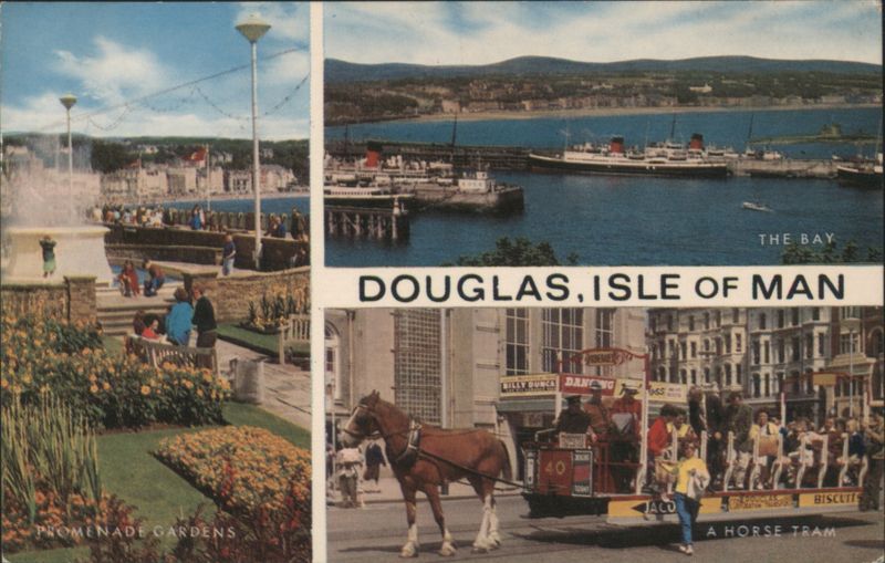 Douglas Multi-View: Promenade Gardens, The Bay & Horse Tram Isle of Man