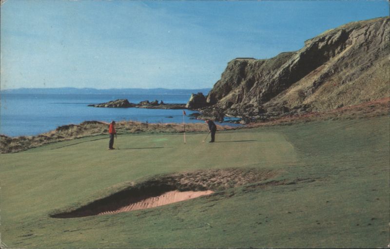 Golfers on the Green at West Bay and Cliffs Earlsferry Scotland