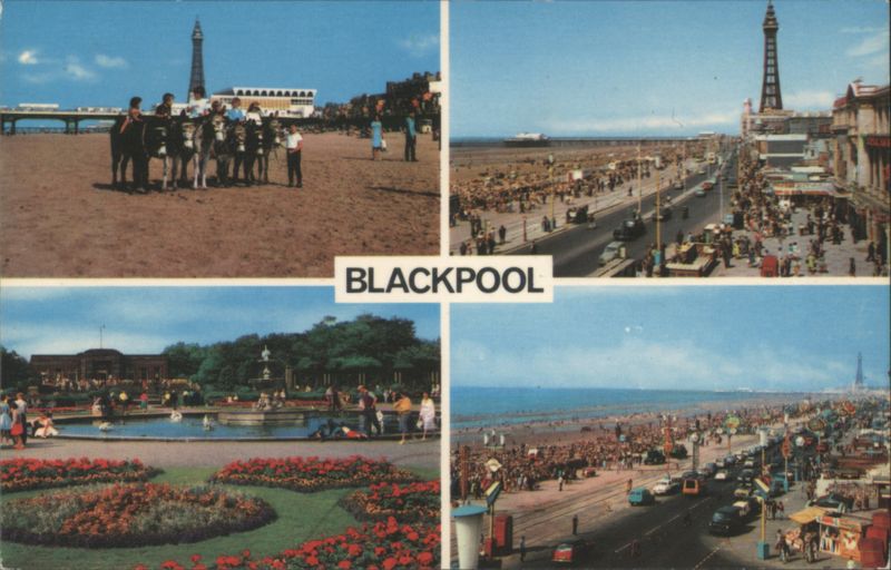 Multi-View of Central Beach, Tower, and Stanley Park Blackpool United Kingdom