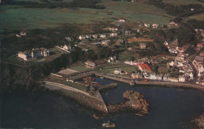 Aerial View of Portpatrick Harbor and Village Scotland