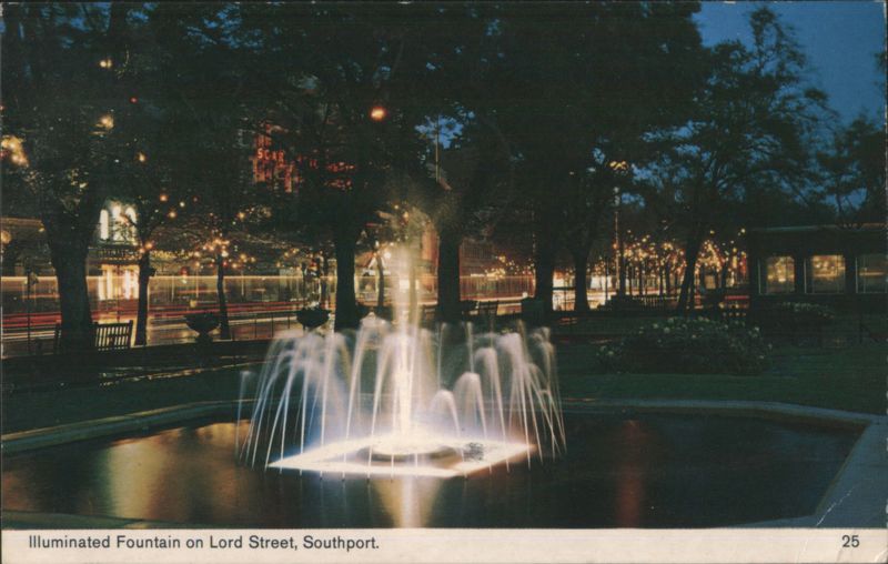 Illuminated Fountain on Lord Street Southport United Kingdom