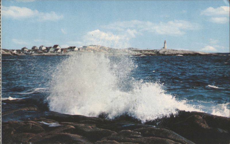 Crashing Surf at Peggy's Cove Lighthouse and Village NS Canada