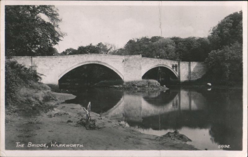 Stone Bridge with Two Arches Warkworth Northumberland United Kingdom
