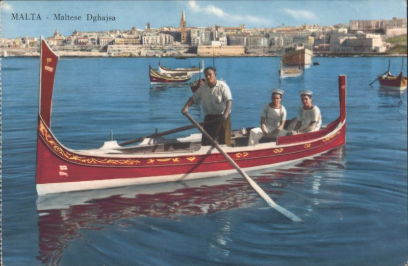Maltese Dghajsa Traditional Boat in Harbor Malta