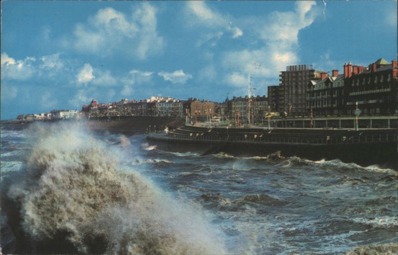 Rough Seas at Blackpool Promenade United Kingdom Lancashire