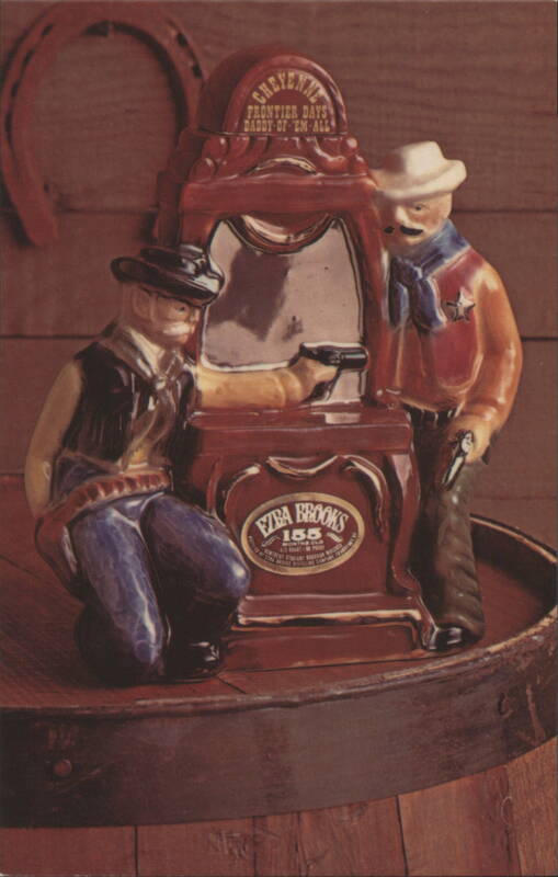 Ezra Brooks Cheyenne Shoot Out Whiskey Decanter Advertising