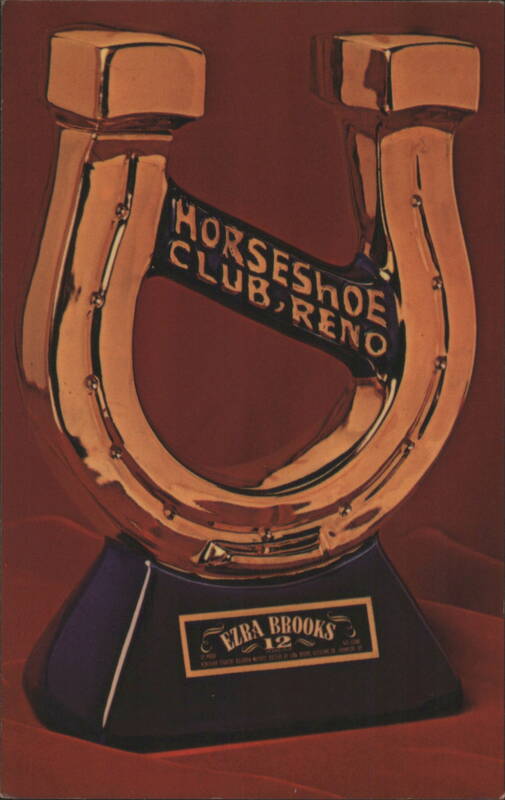 Ezra Brooks Horseshoe Club Reno Golden Horseshoe Decanter Nevada