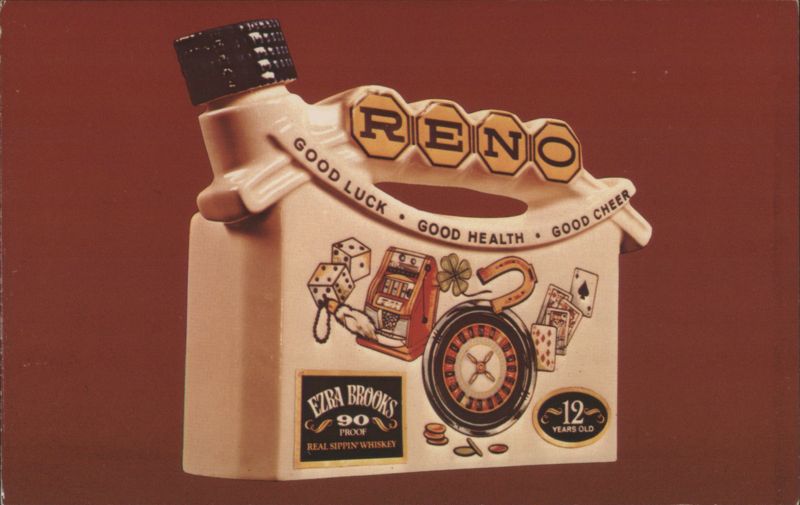 Ezra Brooks 12 Year Old Reno Heritage China Whiskey Decanter