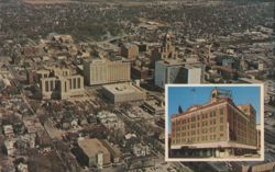 Kahler's Hotel Zumbro and Aerial View of Downtown Postcard