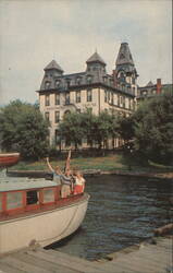 Crossmon House and Pleasure Yacht on St. Lawrence River Postcard