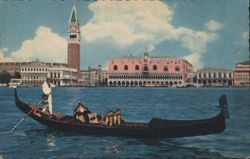 Gondola and Panorama with Doge's Palace and Campanile Postcard