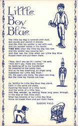 Little Boy Blue Poem by Eugene Field, Time Was Village Museum Postcard