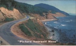 "Picture Yourself Here" Scenic Coastal Road and Ocean View Postcard