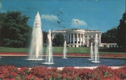 White House with Fountains and Flower Gardens Postcard