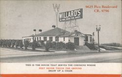 Willard's Far-Famed Chicken-Steak Dinners, 9625 Pico Blvd Postcard