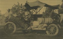 Hudson Fysh in Model T Ford, Qantas Air Route Survey Postcard