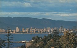 English Bay Panoramic View & North Shore Mountains Postcard