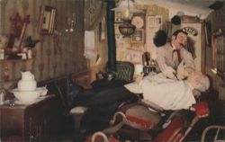 "You're Next" Old-Fashioned Barber Shop Scene Postcard