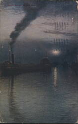 Night Scene at the Soo Locks Postcard