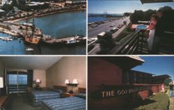 Governor Bradford Motor Inn, Waterfront & Mayflower II Postcard