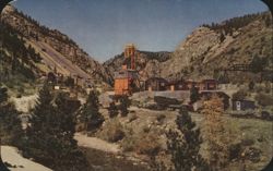 Gold Mining Facility with Headframe in Mountain Canyon Postcard