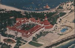 Hotel del Coronado Aerial View with Pool and Tennis Courts Postcard