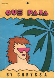 Que Pasa by Chryssa, 80s Graphic Peel-Off Illustration Postcard
