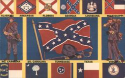 Flags of the Confederate States of America and Soldiers Postcard