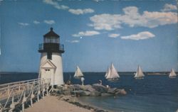 Sailing Races at Brant Point Lighthouse Postcard