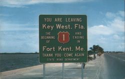US Route 1 Terminus Sign, Key West to Fort Kent Postcard