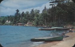 Shoreline of Limekiln Lake with Cottages and Boats Postcard