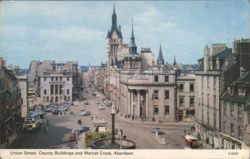 Union Street, County Buildings and Mercat Cross Postcard
