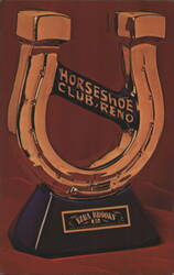 Ezra Brooks Horseshoe Club Reno Golden Horseshoe Decanter Postcard