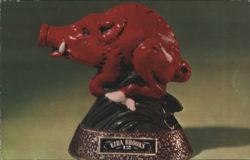 Ezra Brooks 12 Year Old Razorback Heritage China Decanter Postcard