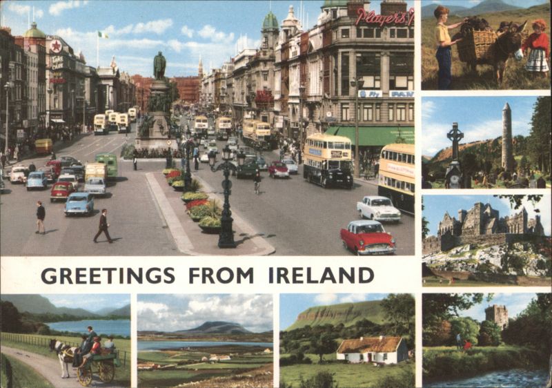 Greetings from Ireland Multi-View with O'Connell Street Dublin