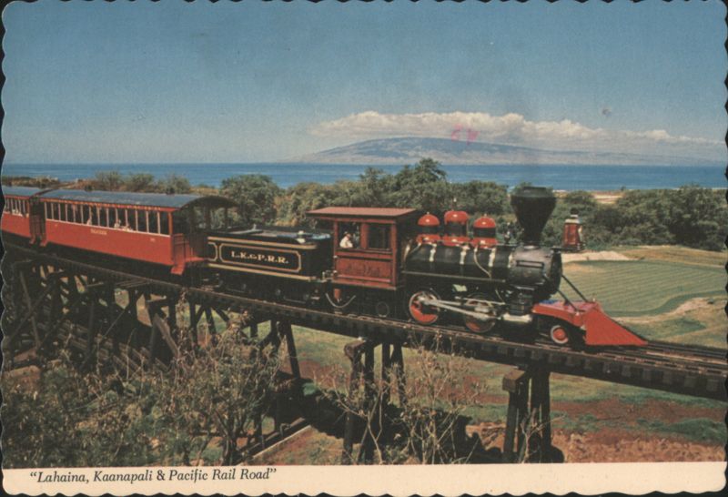Anaka Locomotive on Hahakea Trestle, L.K. & P.R.R. Lahaina Hawaii